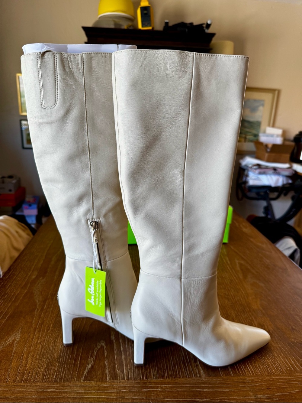 NIB Sam Edelman ivory leather Sylvia tall boots 8 - Picture 8 of 13
